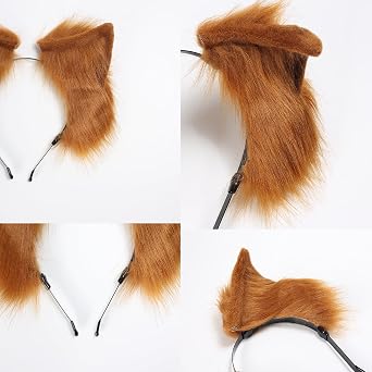 Valpeak Fox Ears and Tail Set Furry Cat Ear Wolf Tail Cosplay Costume Over 1 Years Old
