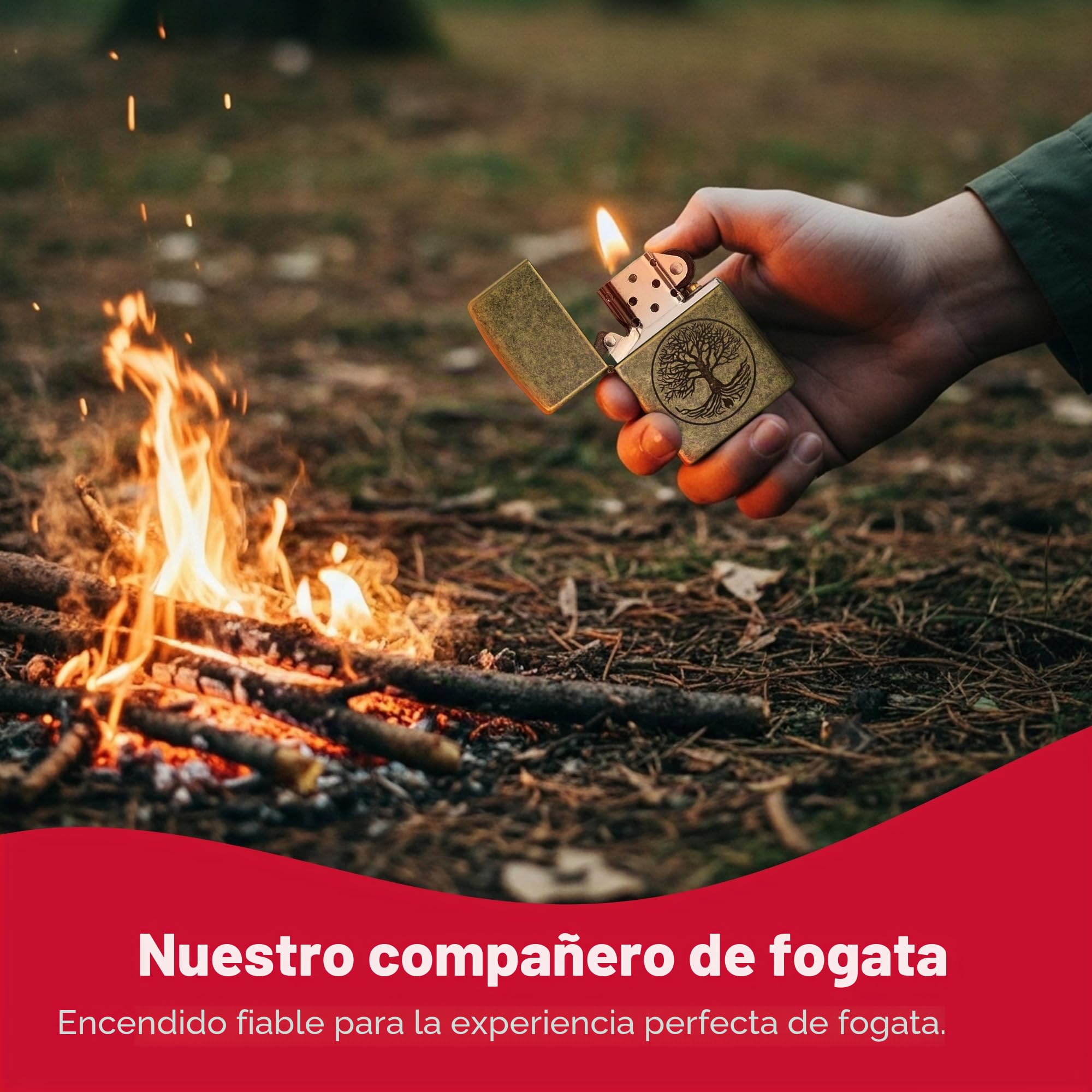 Encendedor Zippo Árbol de la Vida Normal - latón Antiguo