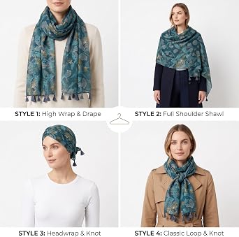 YOUR SMILE Large Boho Scarf for Women Lightweight Floral Printed Scarves Fall Winter Fashion Fringed Shawl wraps