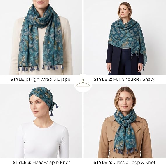YOUR SMILE Large Boho Scarf for Women Lightweight Floral Printed Scarves Fall Winter Fashion Fringed Shawl wraps