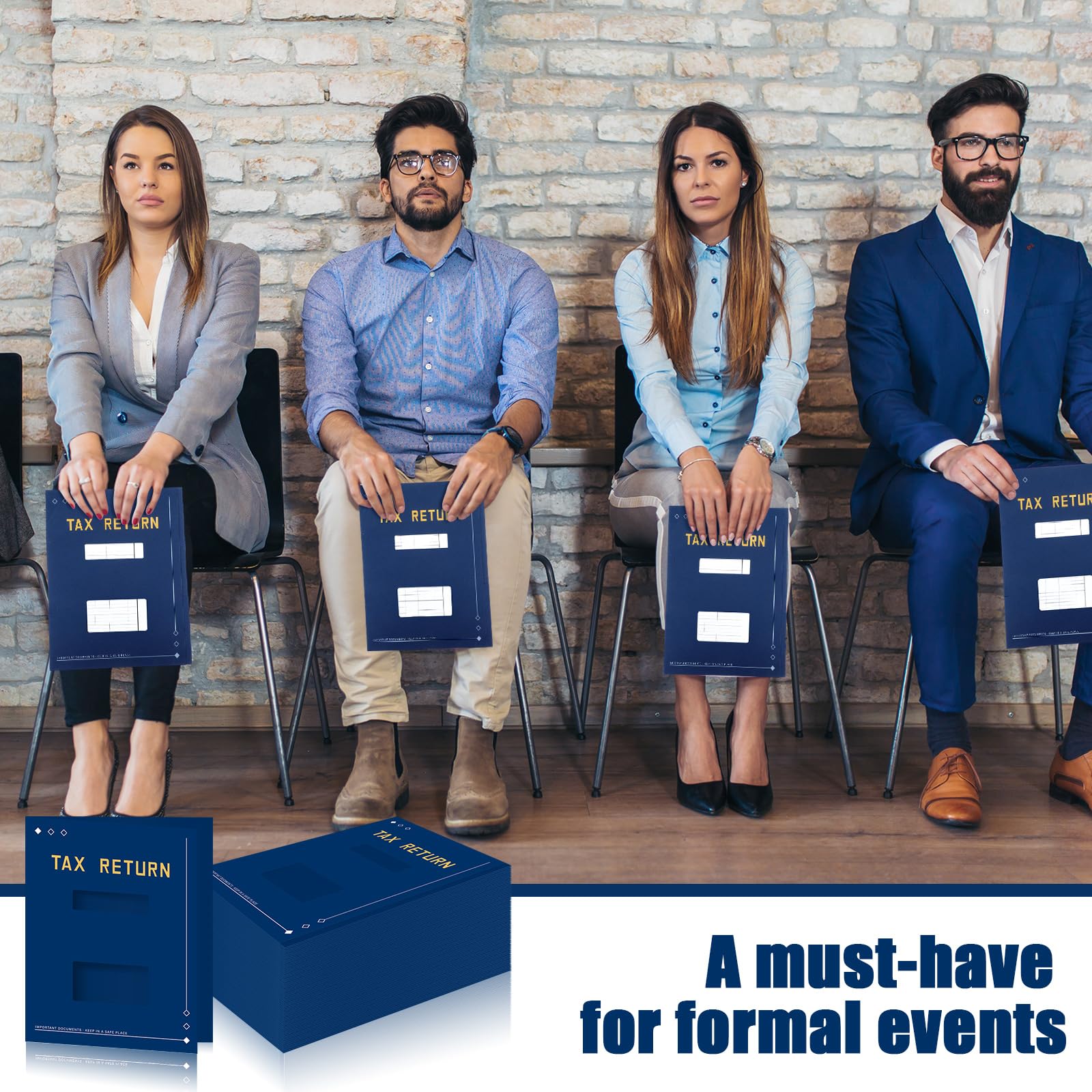 Mooliwe 100 cartelle per dichiarazioni dei redditi blu, 22,9 x 29,9 cm, organizer per imposte sul reddito con punti metallici laterali, doppia finestra, cartelle per documenti per contabili, forniture