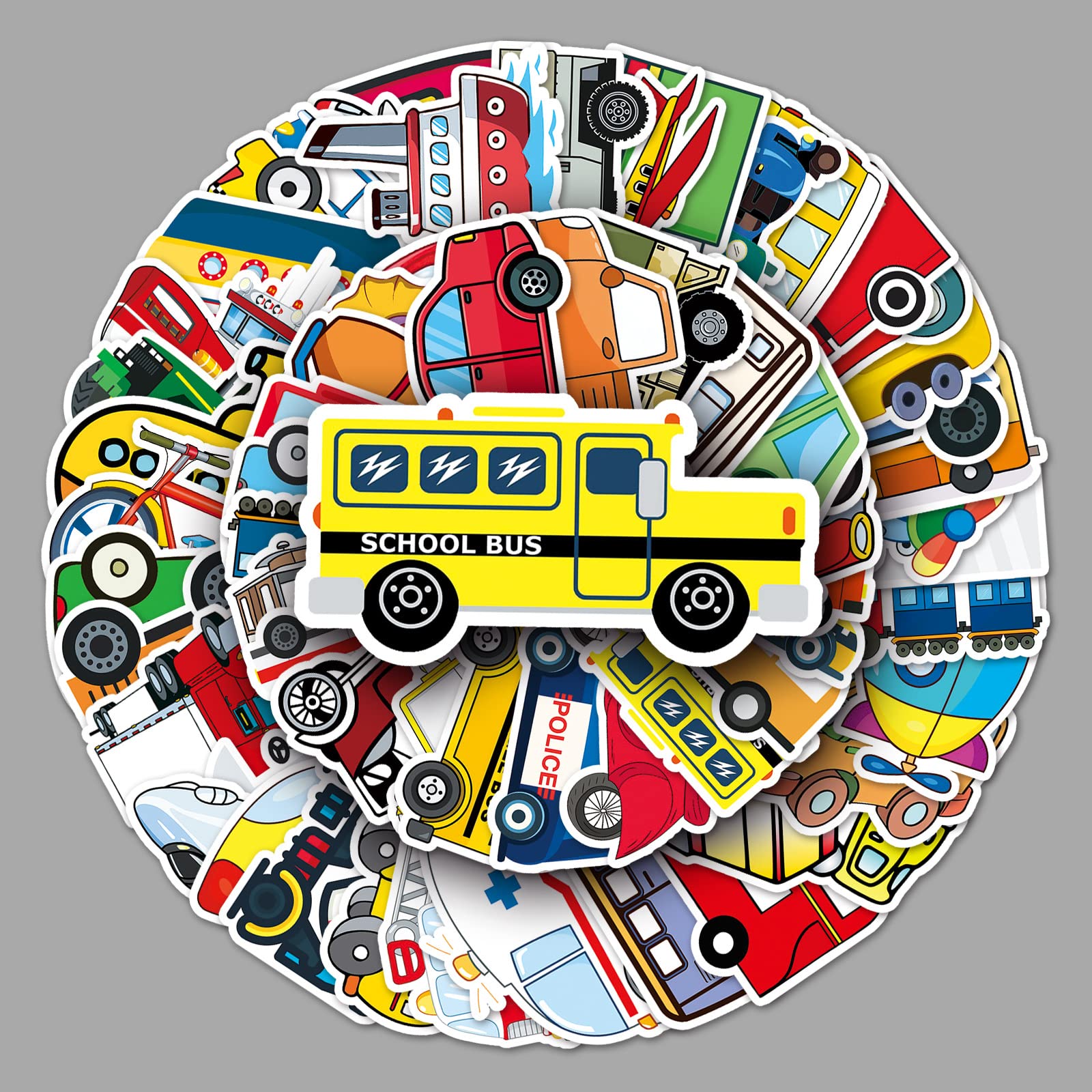 Auceko Men's Transportation 100Pcs Stickers For ,Transport Stickers,Teens Boys And Girls Sticker Pack Vinyl Skateboard Guitar Door Laptop Luggage Car Bike Water Bottle Birthday Party Supplies Stickers
