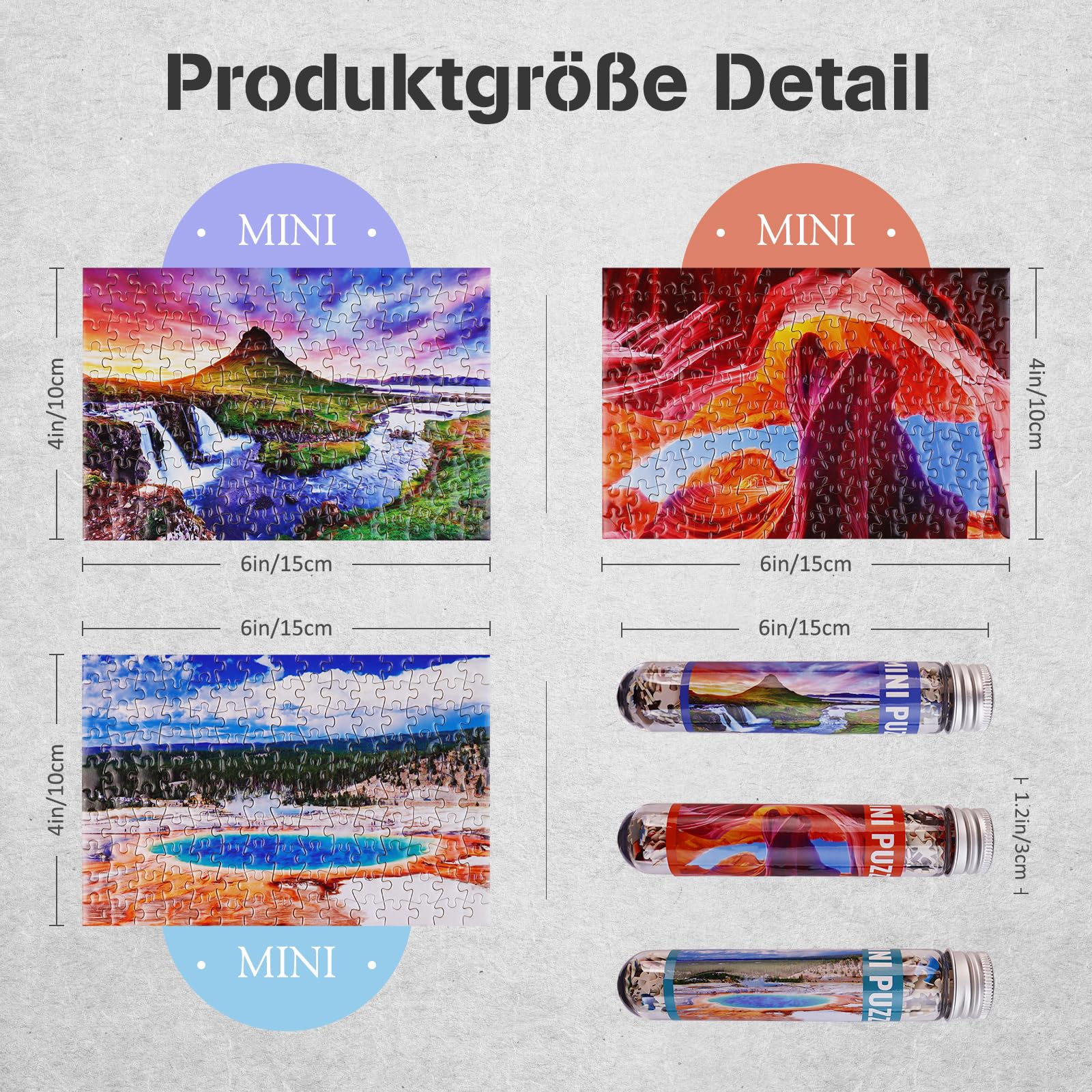 MISITU Pack Of 3 Small Puzzles, 150 Pieces, Mini Puzzle For Adults And Children Over 14 Years