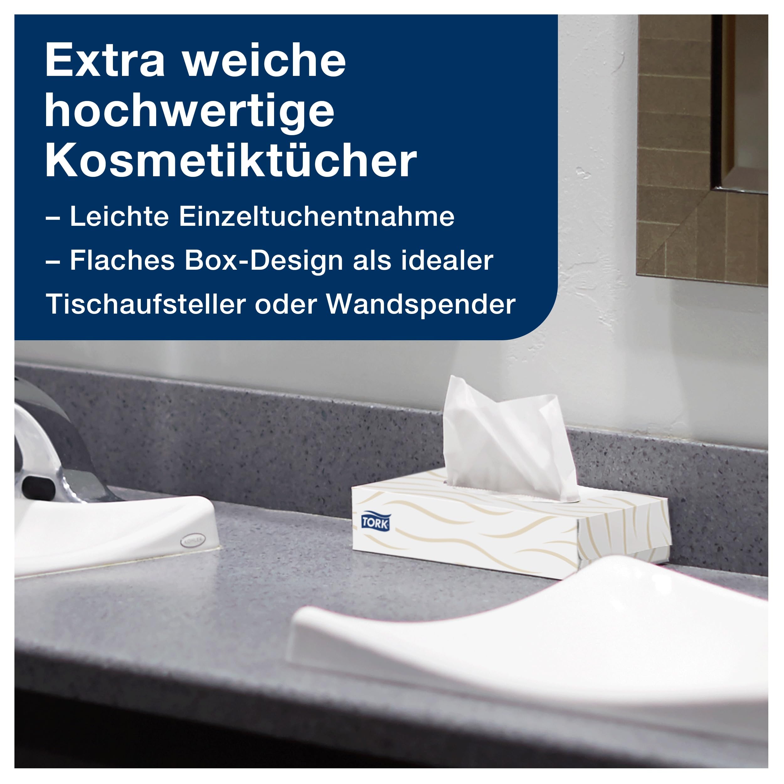 Tork weiche Kosmetiktücher Weiß F1, Premium, 2-lagig, 30 × 100 Blatt, 140280