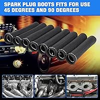 Vista 5 de Cable de bujía de protección contra el calor de la manga de 2500 ° de la bujía protector de arranque Botas Wrap para SBC BBC 350 454 8 piezas tapas