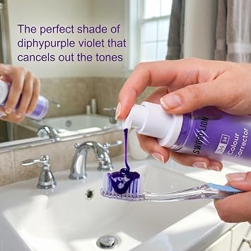 Purple Toothpaste Whitening - v34 Colour Corrector, Tooth Stain Removal, Daily Use, Brightening Toothpastes for White Smile Pack of 2 Bundle (30 mL) with Bamboo Tootbrush