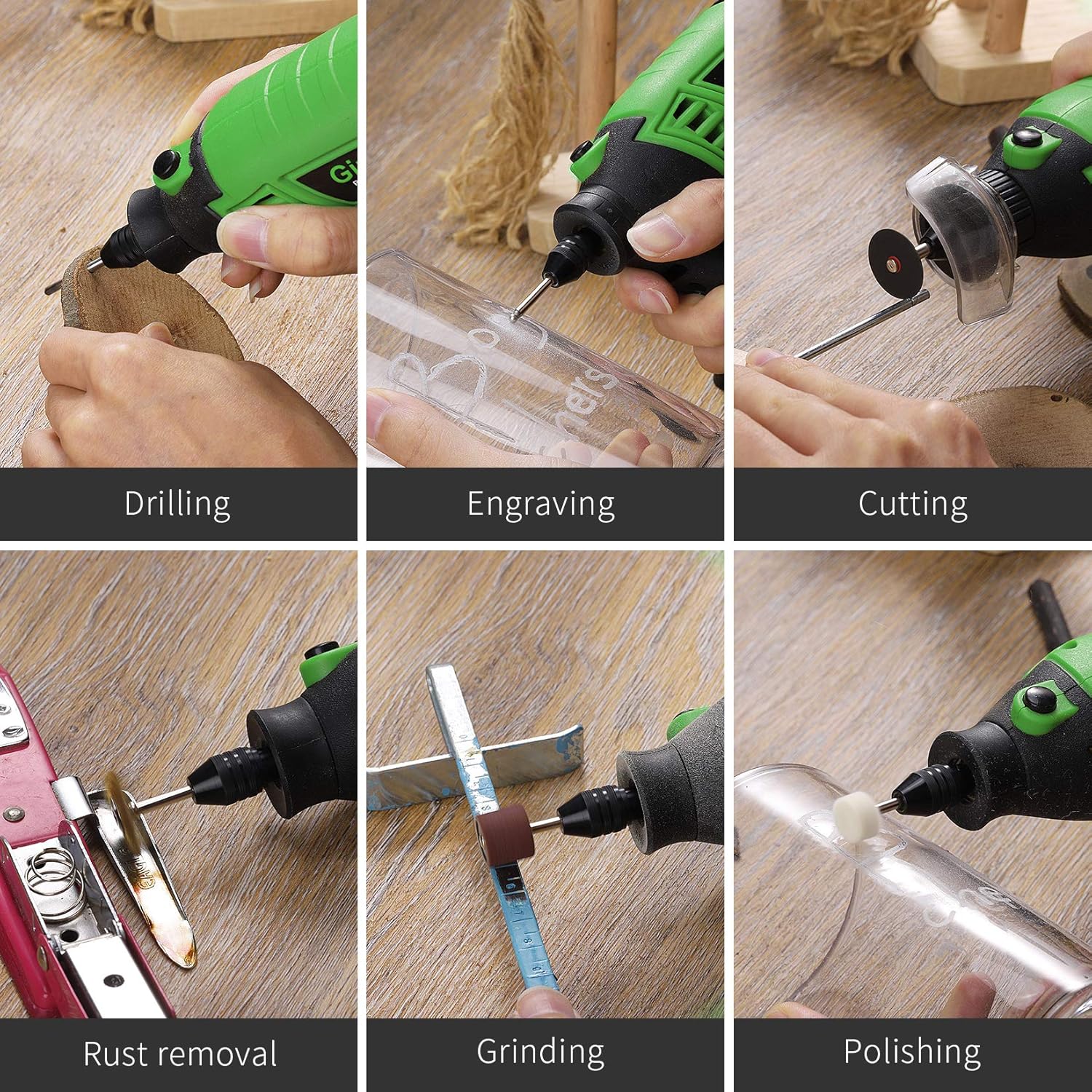 Fеаturеd Prоduсt GINOUR Rotary Tool with MultiPro Keyless Chuck and Flex Shaft - 114pcs Accessories, 7 Variable Speeds, 4 Attachments, Rotary Tools Kit for Grinding, Cutting, Wood Carving, Sanding, and Engraving