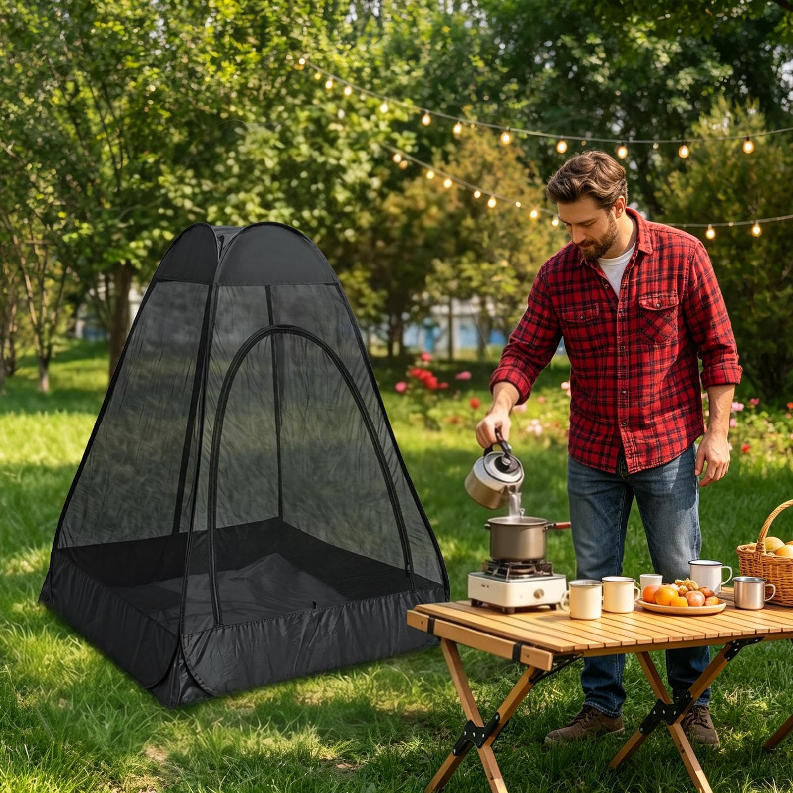 Pod Sportivo Parasole Antimosche Monoposto In Rete Portatile | 119x119x150 cm Tenda Outdoor Per Pesca A Mosca Per Esterni Giardino Cortile Patio Escursionismo Viaggio Calcio Baseball