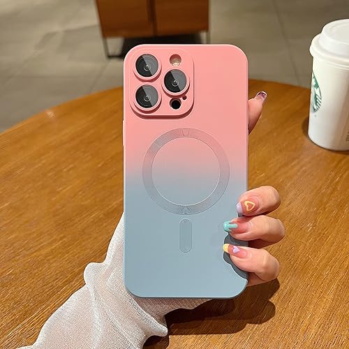 Miniatura 2 de Gihklty Funda compatible con iPhone 11 Pro Max compatible con Magsafe Diseño de color degradado, silicona TPU a prueba de golpes, antideslizante,