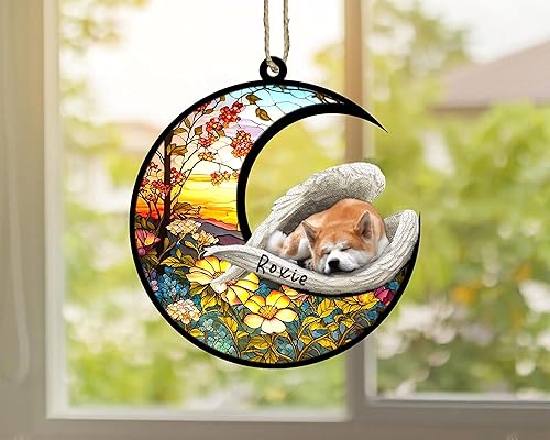Miniatura 524 de Chow Chow Dog Memorial Suncatcher, adorno de Navidad Chow Chow con nombre, atrapador de pérdida de mascotas, regalos para los amantes de los perros
