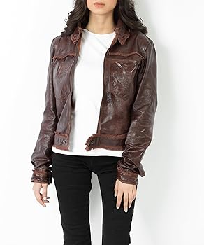 ジャケット BARBA Women Leather Jackets GP2LT400002 Brown Women's Dark Brown Distressed Leather Jacket Real Lambskin