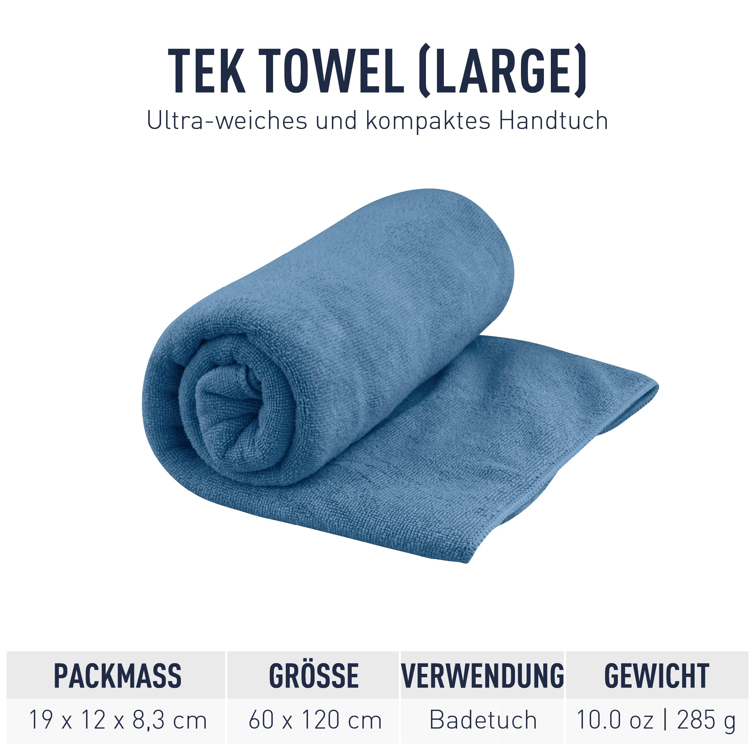 Sea to Summit - Tek Towel Reisehandtuch - Badetuch - Weiches Frottee - Saugfähig & Schnelltrocknend - Aufhänger & Tasche - Camping, Bootsfahrten & Fitness
