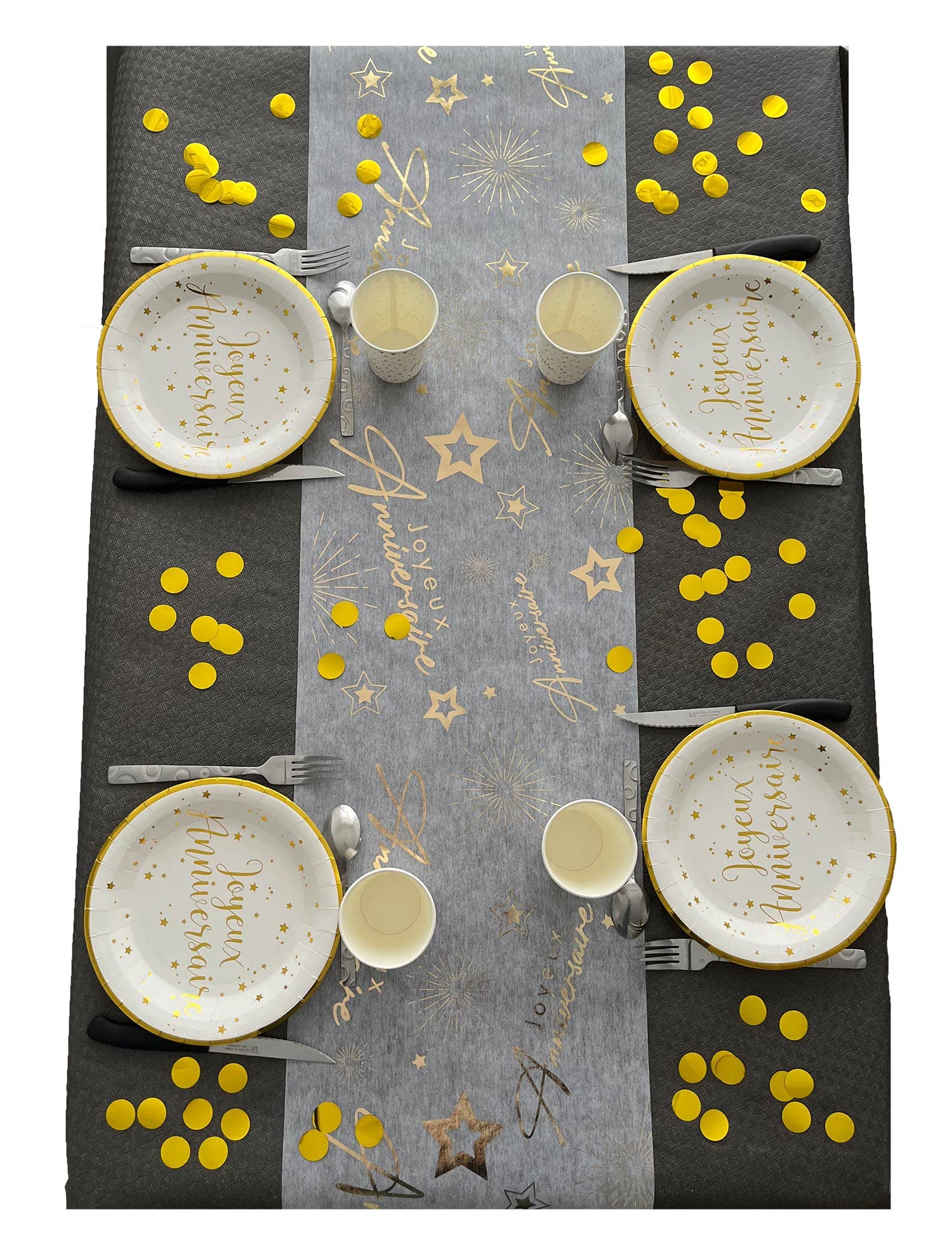 Chemin De Table Joyeux Anniversaire Or Rose - 5 Mètres : Décorations