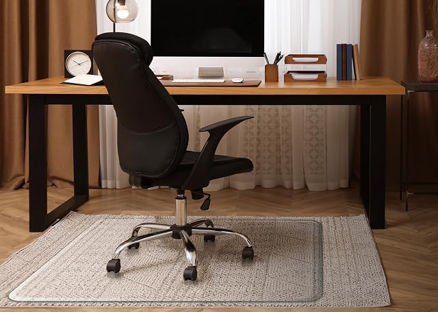 48x60 Tempered Glass Chair Mat for Carpet with Beveled Edge for Carpet Hardwood Floors Smooth Glide Office Chair