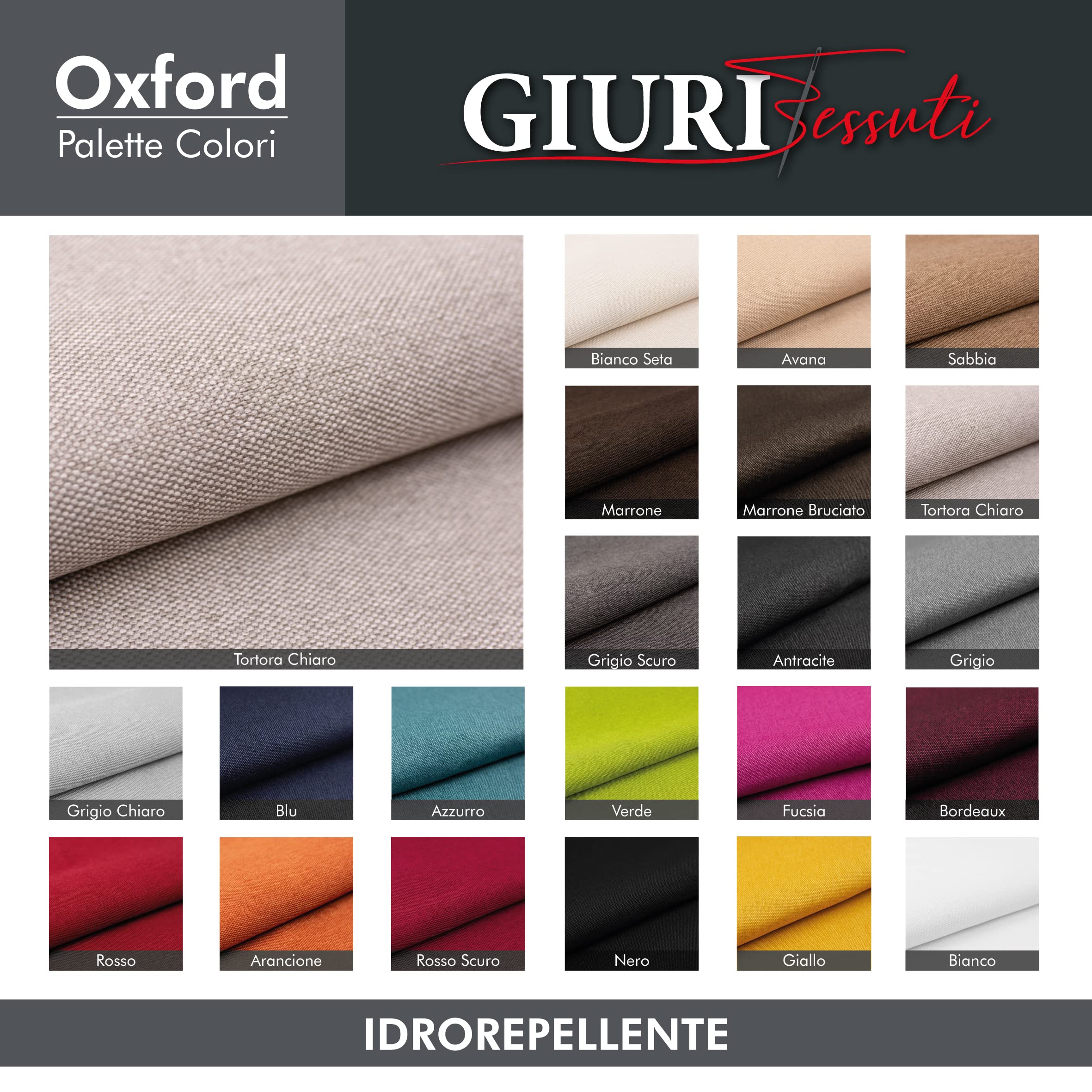 GIURI TESSUTI - Tessuto OXFORD CANVAS Idrorepellente, Antimacchia, Ideale per ARREDO e TAPPEZZERIA DI INTERNI - Altezza 140 CM (3 MT, TORTORA CHIARO)