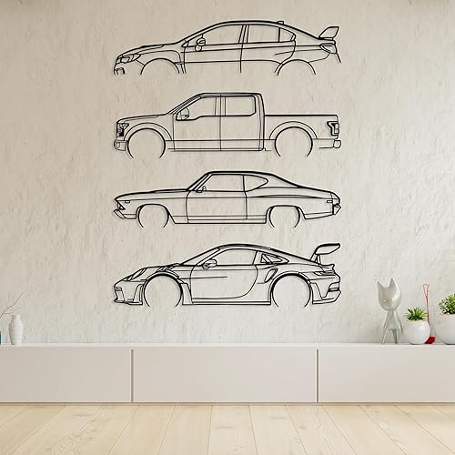 Miniatura 3 de Arte de pared de silueta de automóvil personalizado de metal, decoración de pared personalizada para tu propio automóvil, decoración de automóvil,