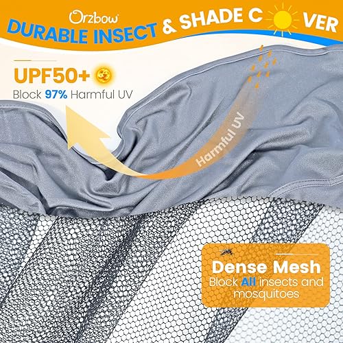 Miniatura 2 de Orzbow Mosquitera para bebé 2 en 1 con sombrilla UPF50+ para cochecito, cubierta de privacidad transpirable con cremallera bidireccional y bolsa de