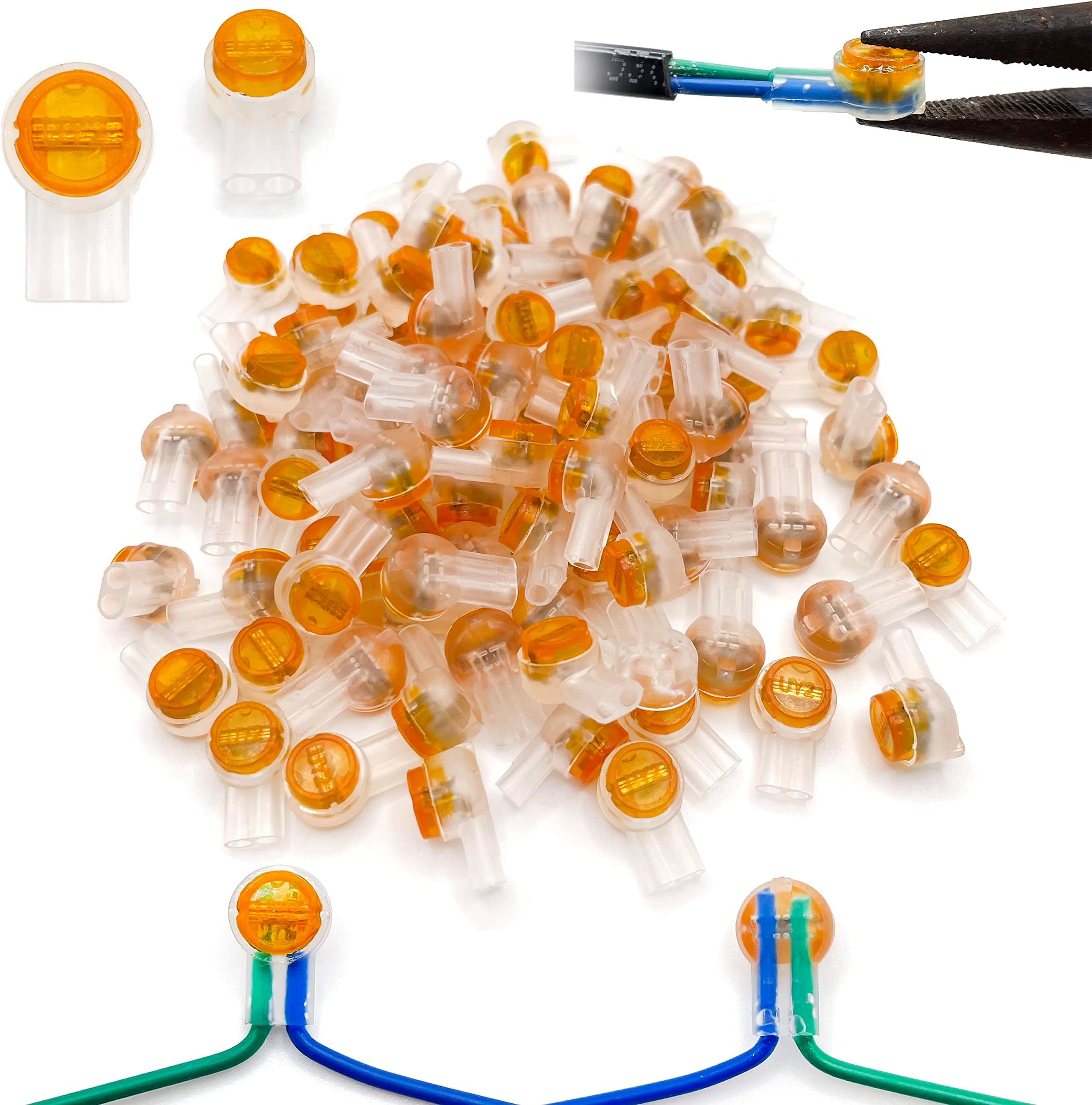 LIUJINCAN 100PCS UY2 K2 Network Cable Connectors, Telephone Wire Gel-Filled Connectors Waterproof Button