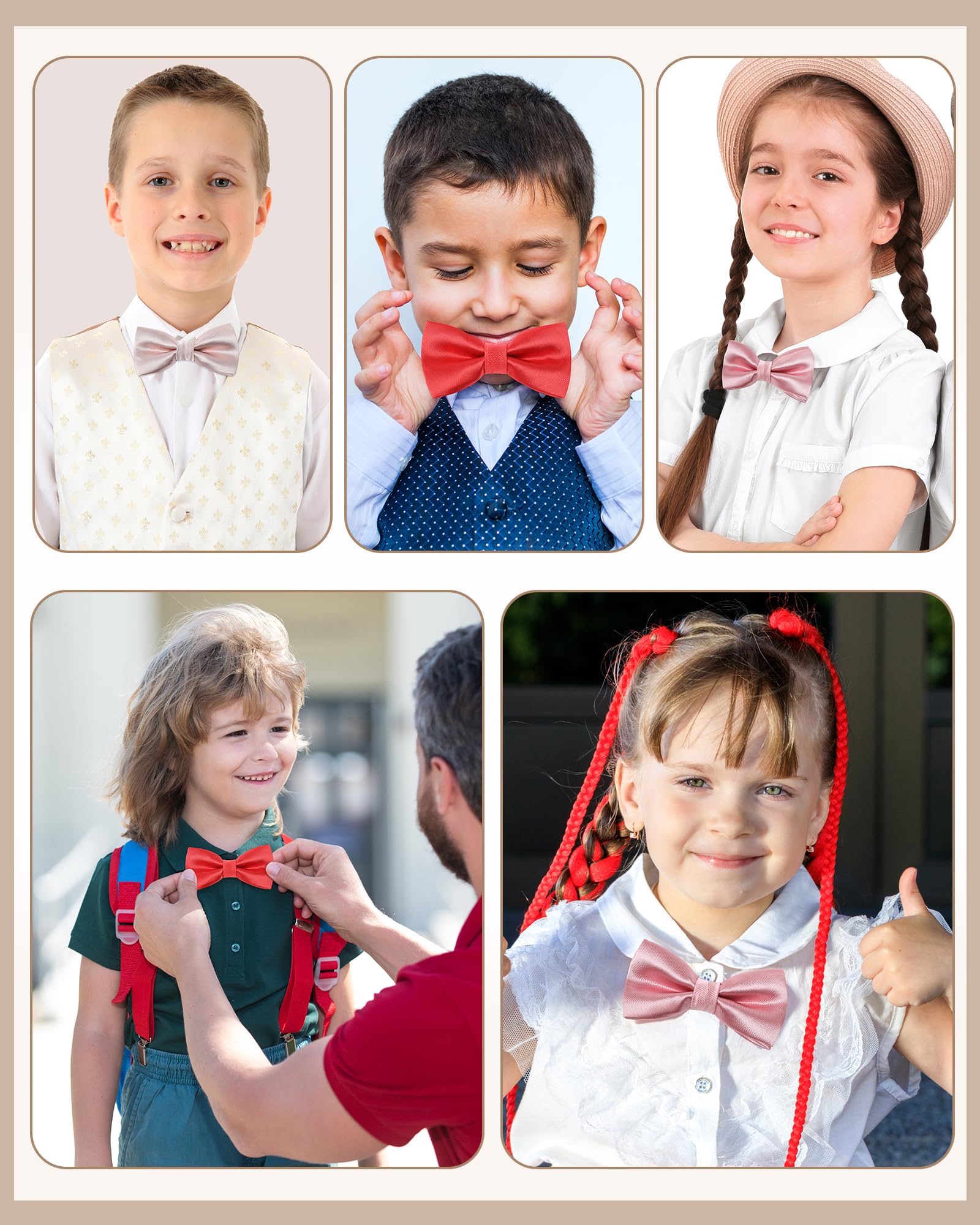 Kajeer Enfant Noeud Papillon Bow Ties - Réglable Pure Soie Necktie