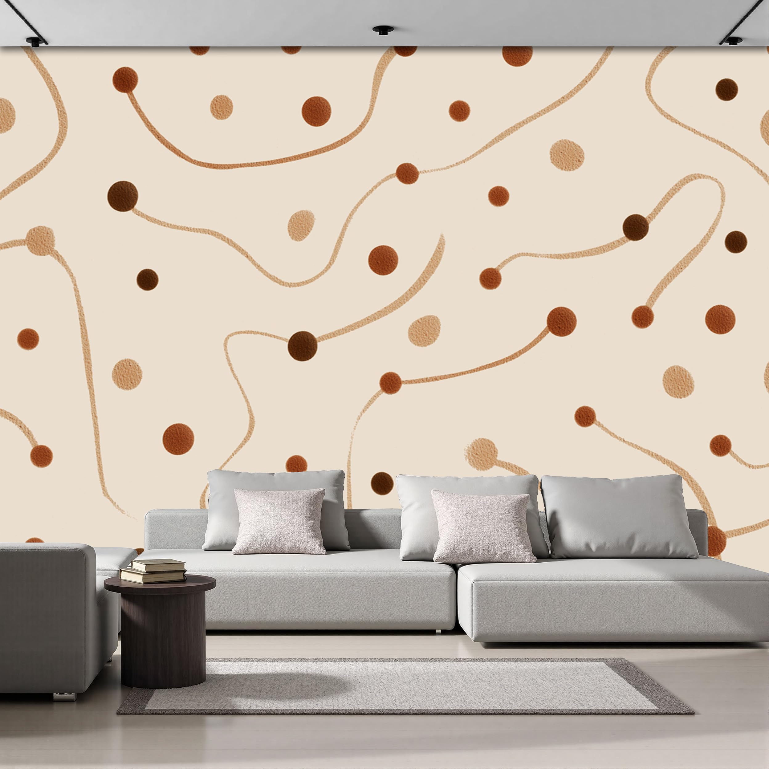 Papier peint panoramique intissé Pois Aquarelle Géométrie Simple 300x210cm XXL salon chambre
