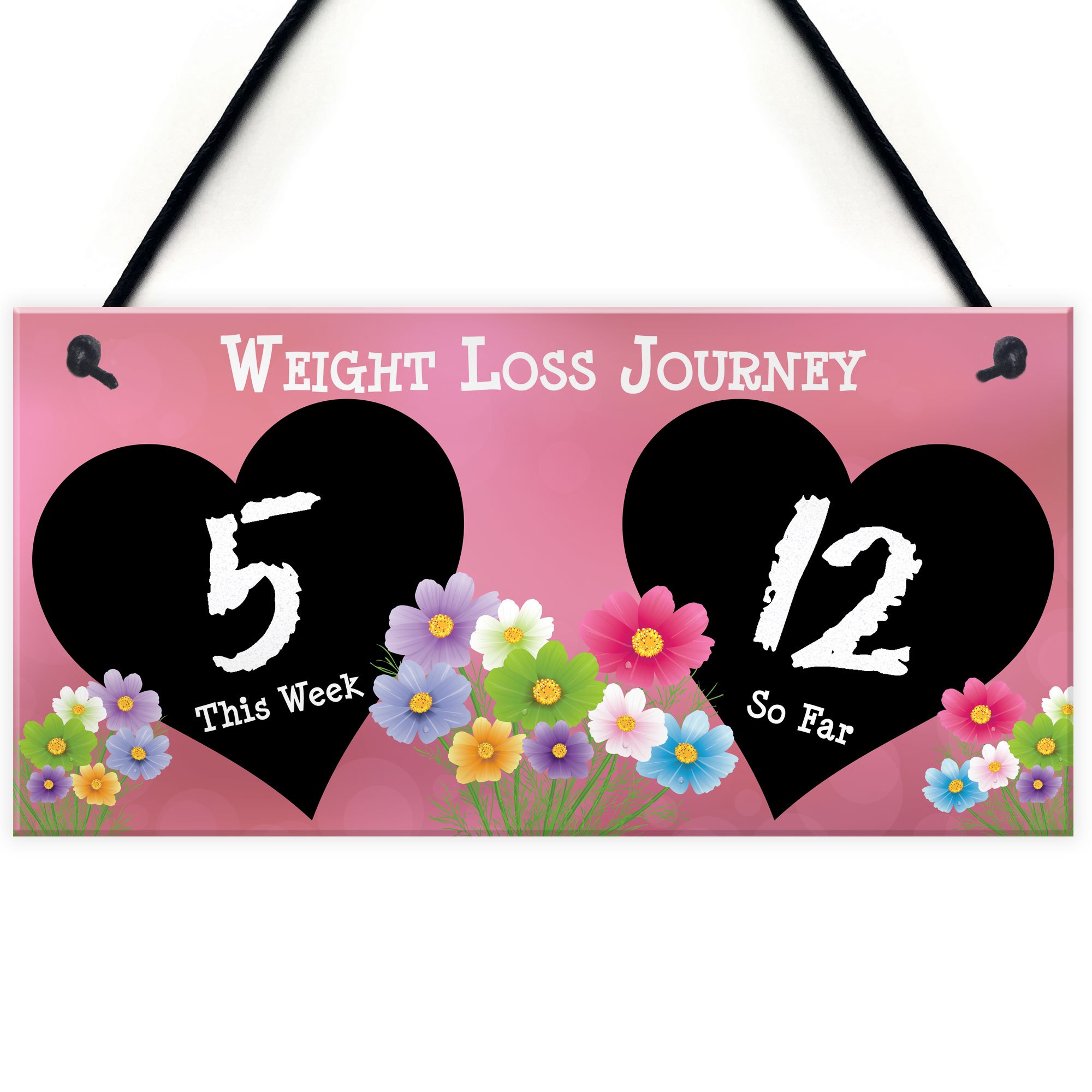 Red Ocean Weight Loss Tracker Chalkboard Journey Gift Hanging Plaque Slimming Goal Sign