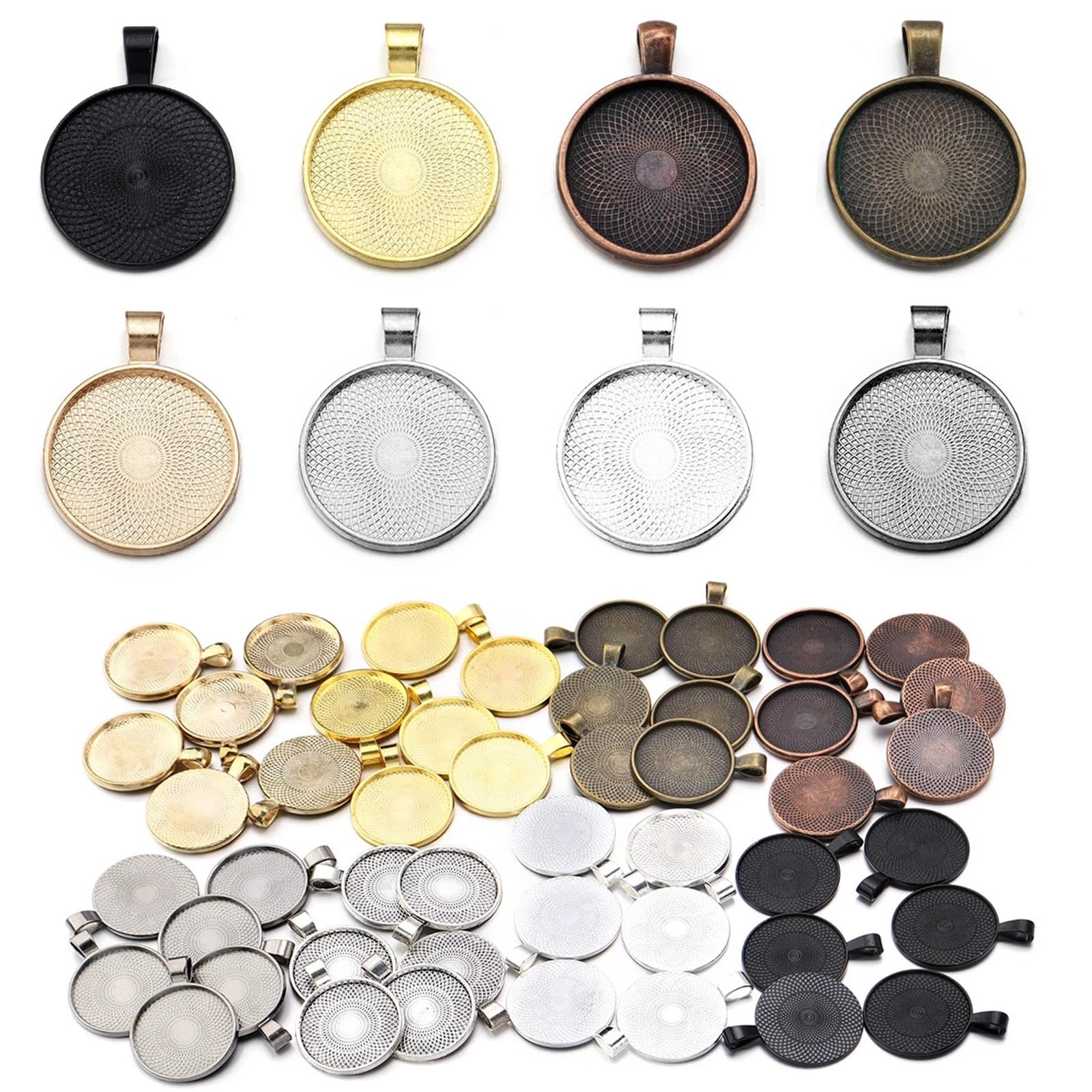 Bases para colgantes de 25mm en lote de 200 piezas multicolor para manualidades y bisutería