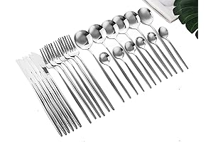 24-Piece Korean Silverware Sets Premium Stainless Steel Korean Flatware Cutlery Set Premium...