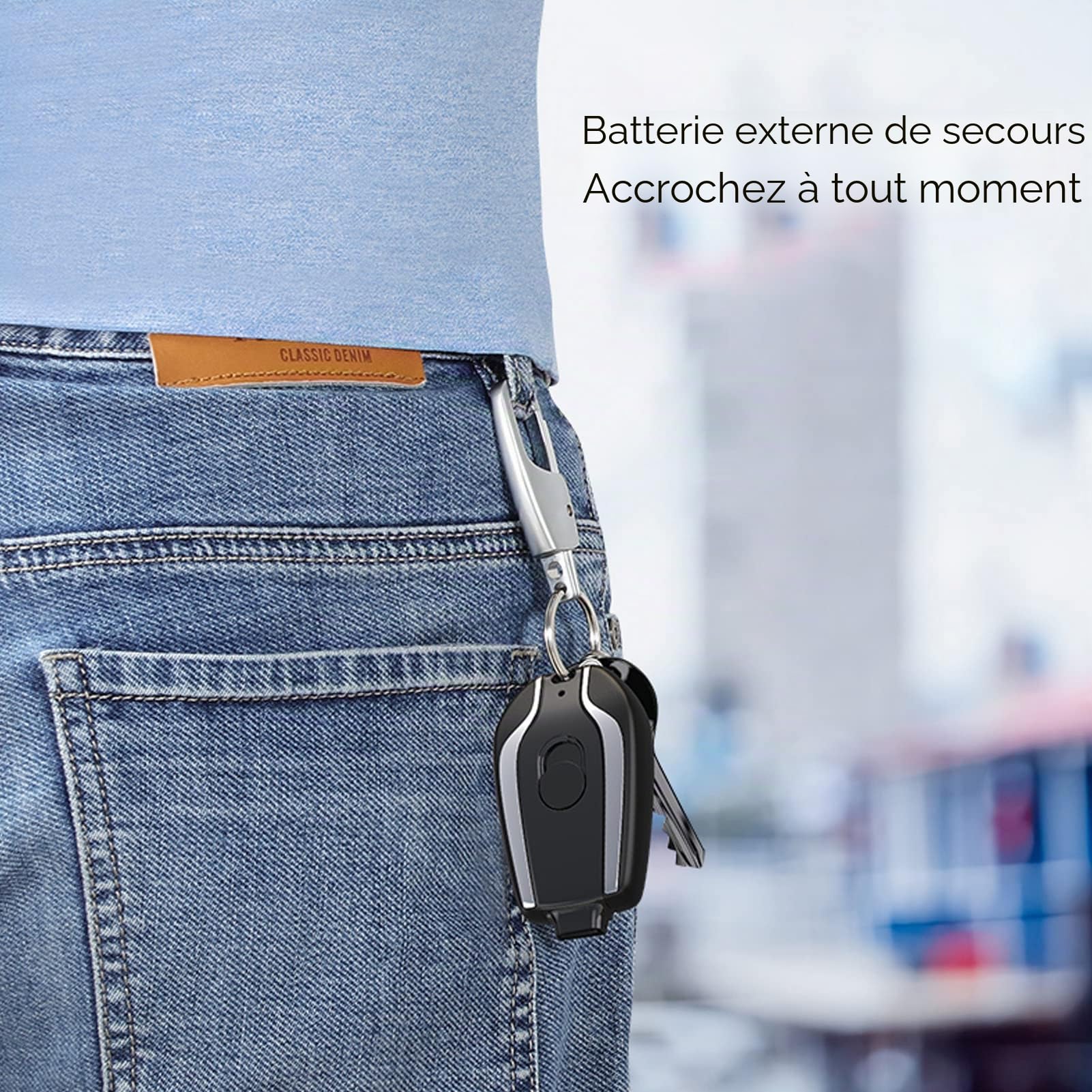 Porte-clés Chargeur Portable pour Andriod, 1500mAh Mini Power Pod d'urgence Petite Batterie de Banque d'alimentation, Chargeur de Téléphone Portable à Rapide Portable (Noir)
