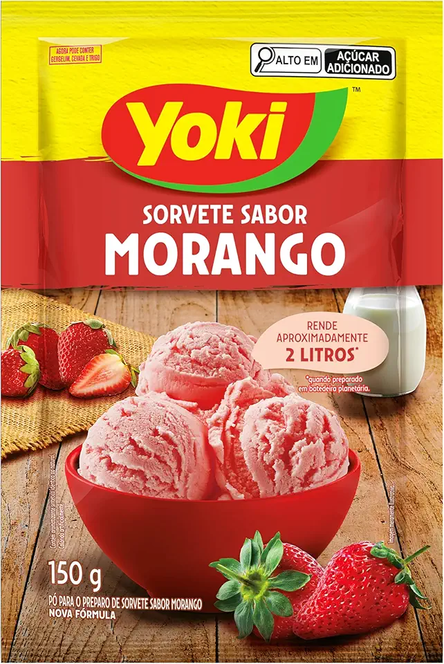 Pó para Preparo de Sorvete Sabor Morango Yoki Pacote 150g