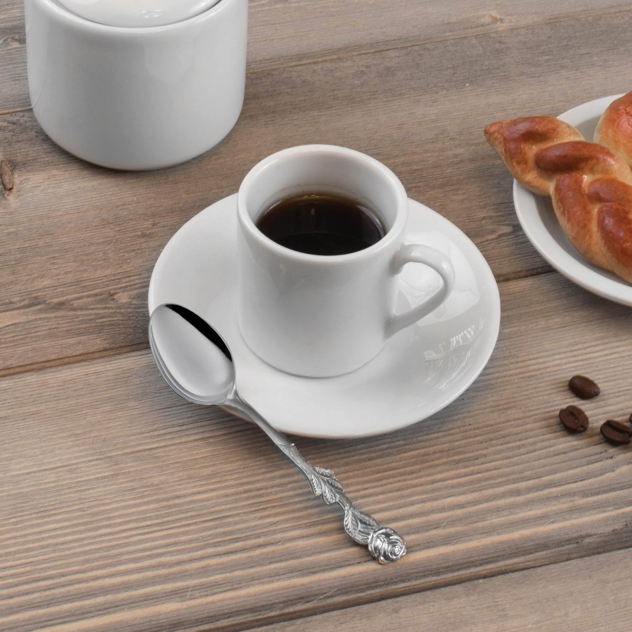 Fino Demi Spoon Set, Rose Design, Stainless Steel, Made in Japan, Set of 12