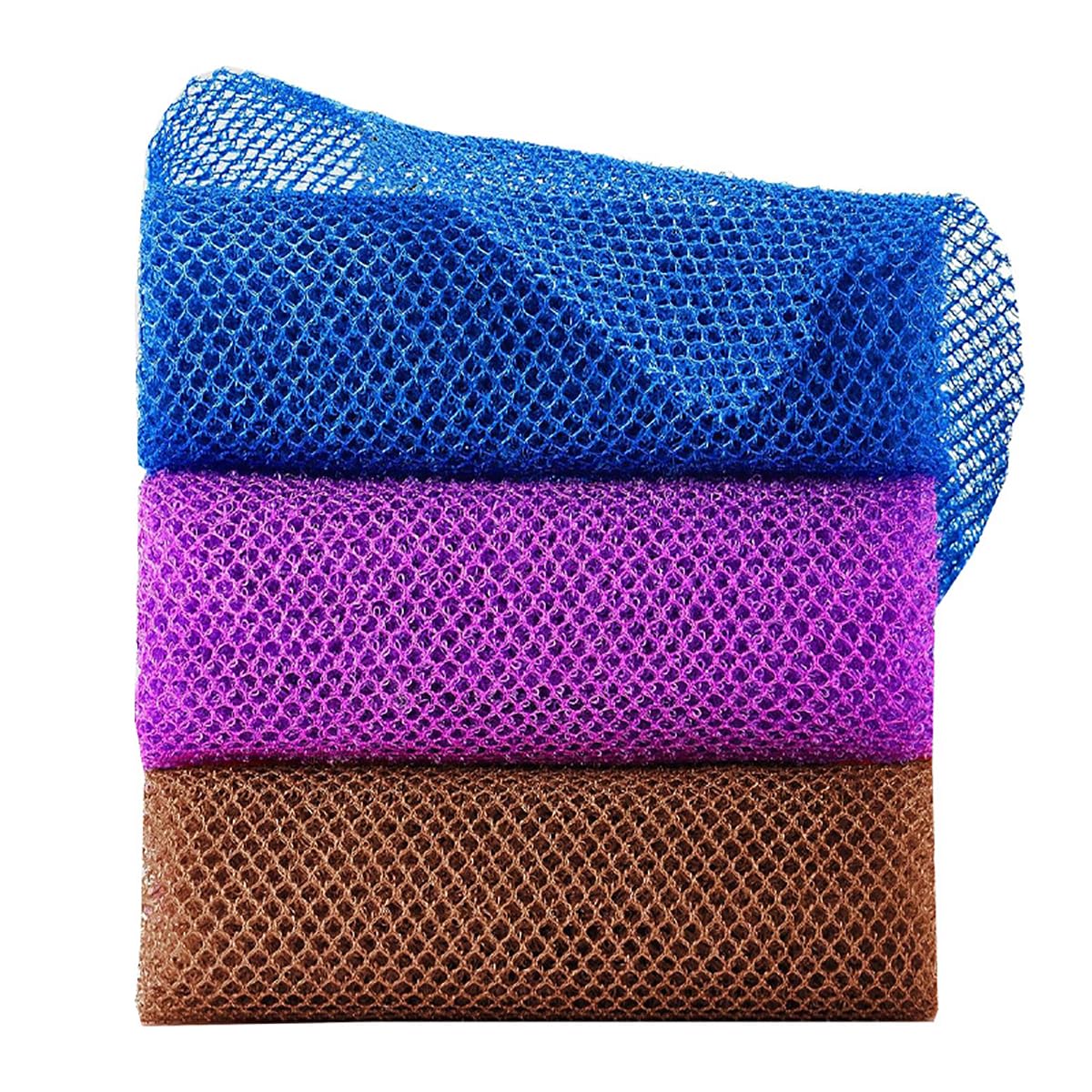 3PCS African Net Sponges, (80 * 30cm) Long Net Bath Sponge Exfoliating Towels for Bath, Shower Body Scrubber Back Scrubber Skin Smoothers for Daily Use