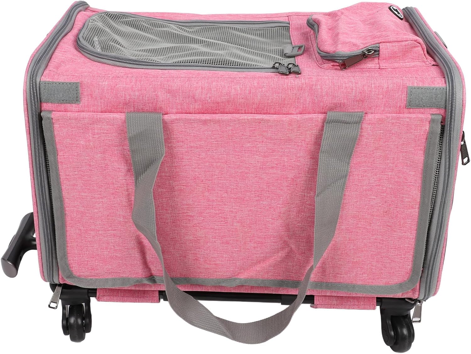 Asixxsix Pet Travel Carrier, Airline Approved Foldable Cat Carrier Dog with Wheels Telescopic Handle Adjustable Straps for Small Medium Cats Dogs (Pink)