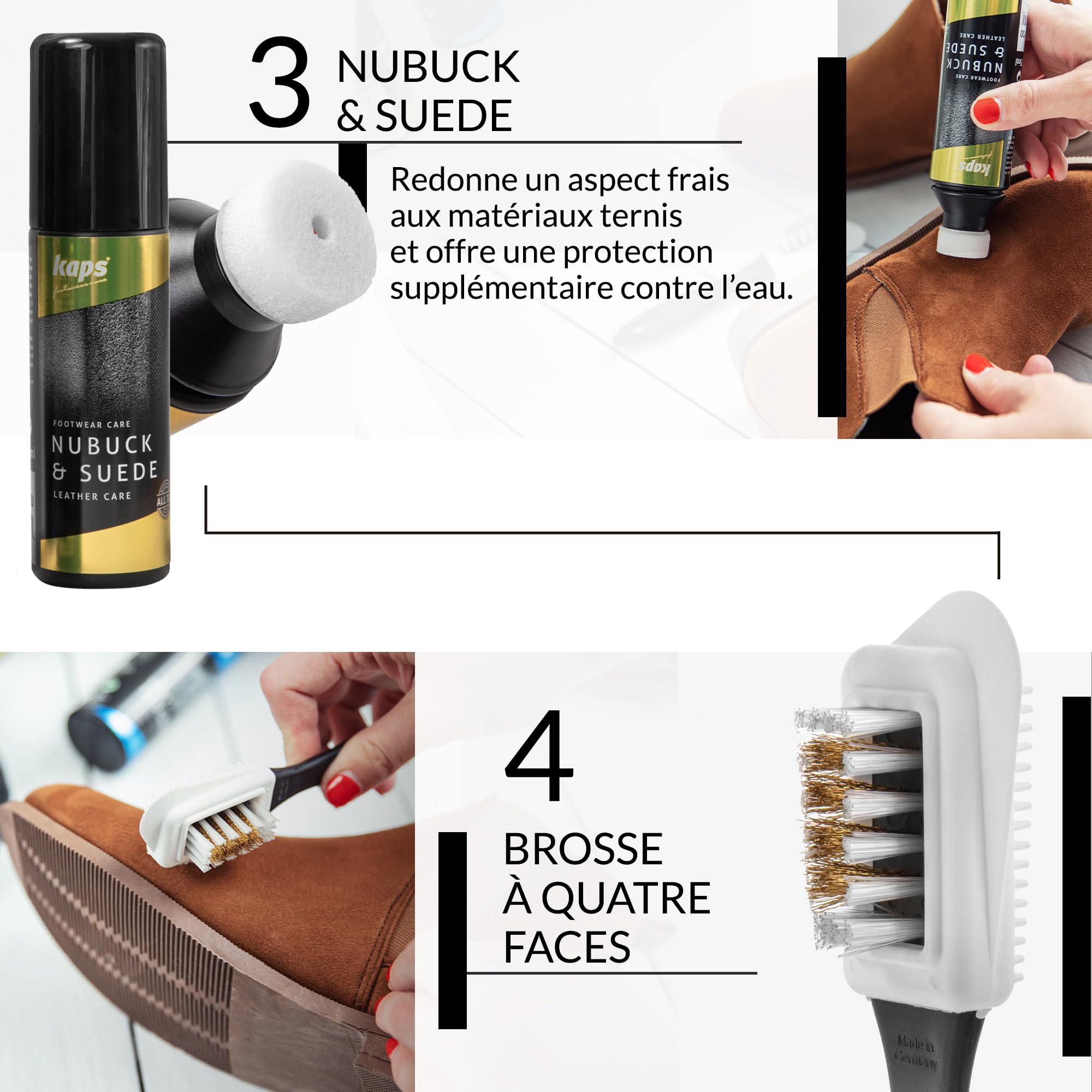 Kit Kaps Complet de Nettoyage et Entretien des Chaussures, Ensemble d'Entretien pour Bottes et Chaussures en Nubuck et en Daim, Kit de Nettoyage avec Boîte-Cadeau