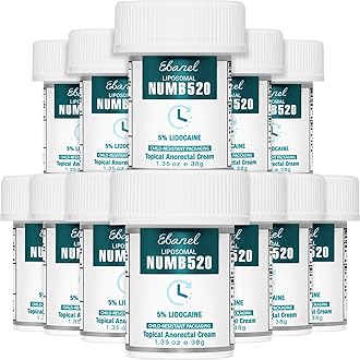 5% Lidocaine Numbing Cream, 12-Pack Pain Relief Burn Itch Numb Cream, Maximum Strength Topical Anesthetic with Allantoin, Vitamin E for Local and Anorectal Uses, Hemorrhoid Treatment