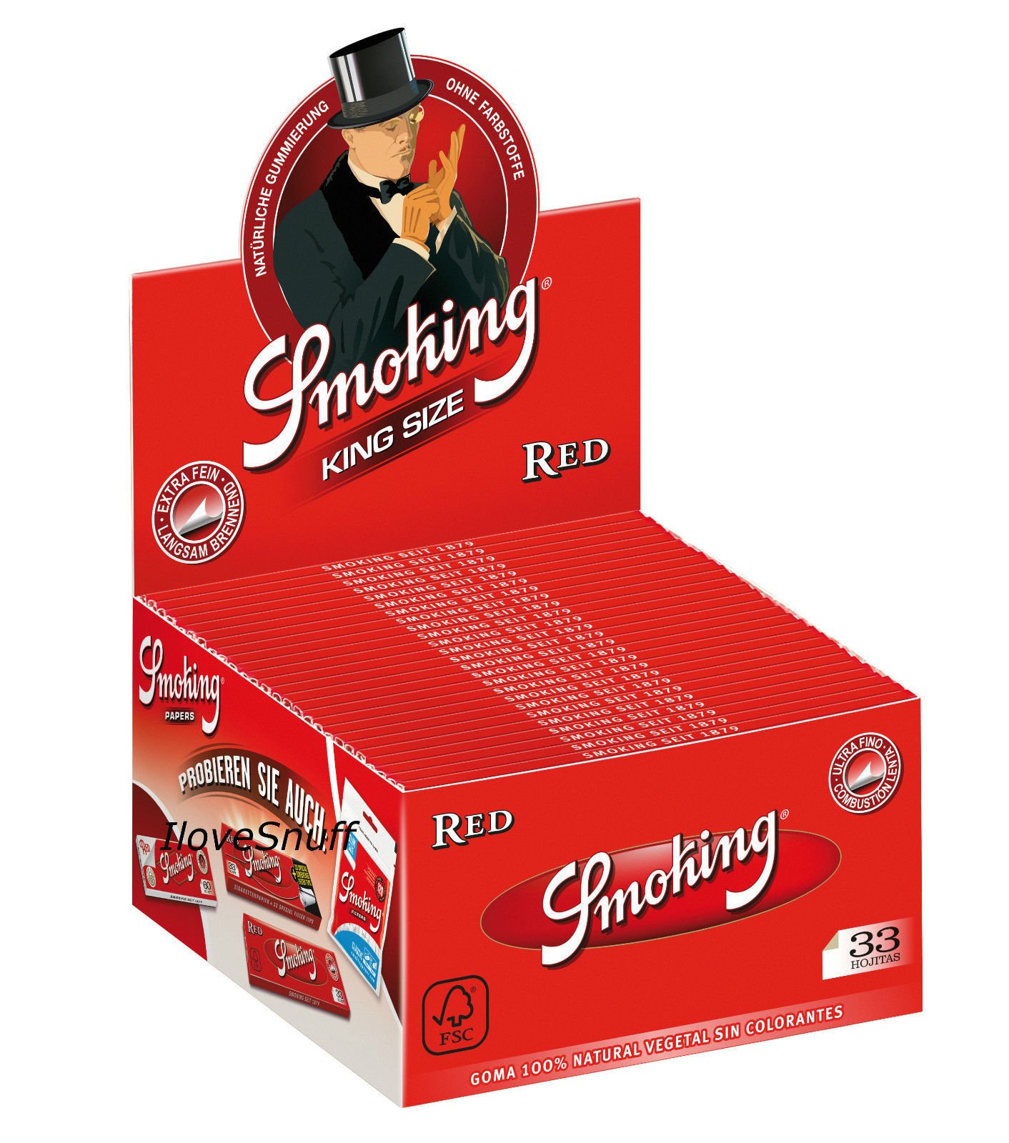 Tuyeho Smoking Red 1 Box King Size Papers 50 x 33 Sheets Long Papers Original®
