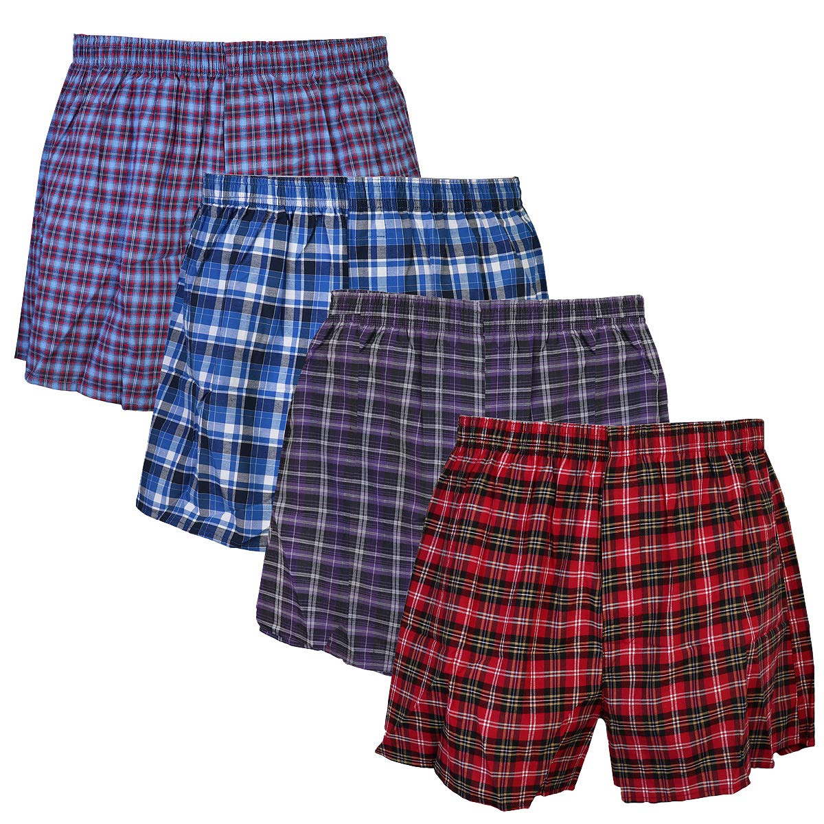 Falari 4-Pack Men's Boxer Underwear, 100% Cotton, Premium Quality, One-Button Fly