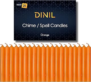 Dinil – Set of 20 Orange Spell & Chime Candles – Premium Mini Taper Candles for Rituals, Prayer, Birthdays, Meditation, Altar, Spells, Chime Candles - 4 Inch Tall, Unscented (Orange)