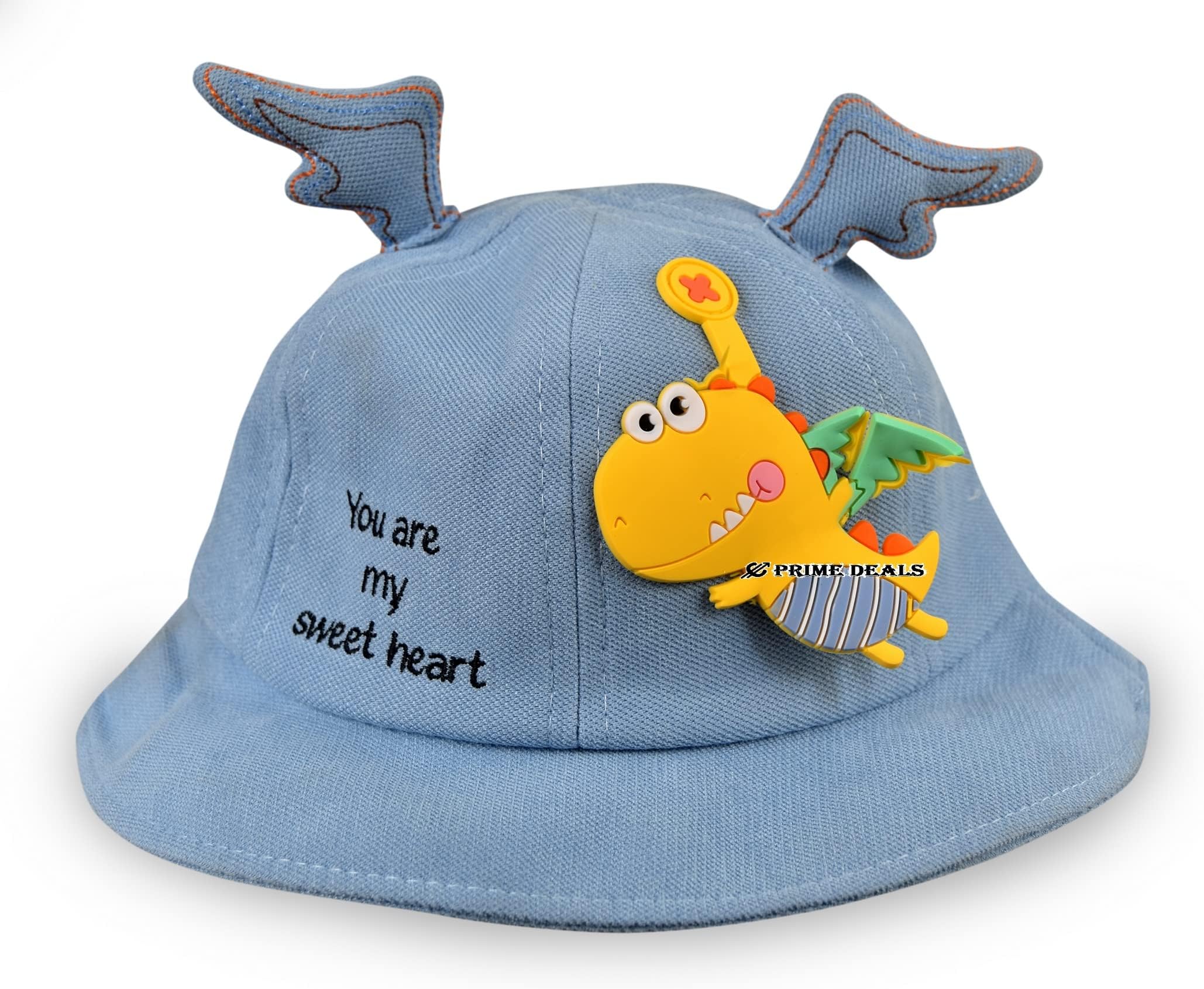 PRIME DEALSCotton Cap for Boys & Girls with Antler, Fits for 1-4 Years Kids, 50 cm Inner Circumference (Blue)