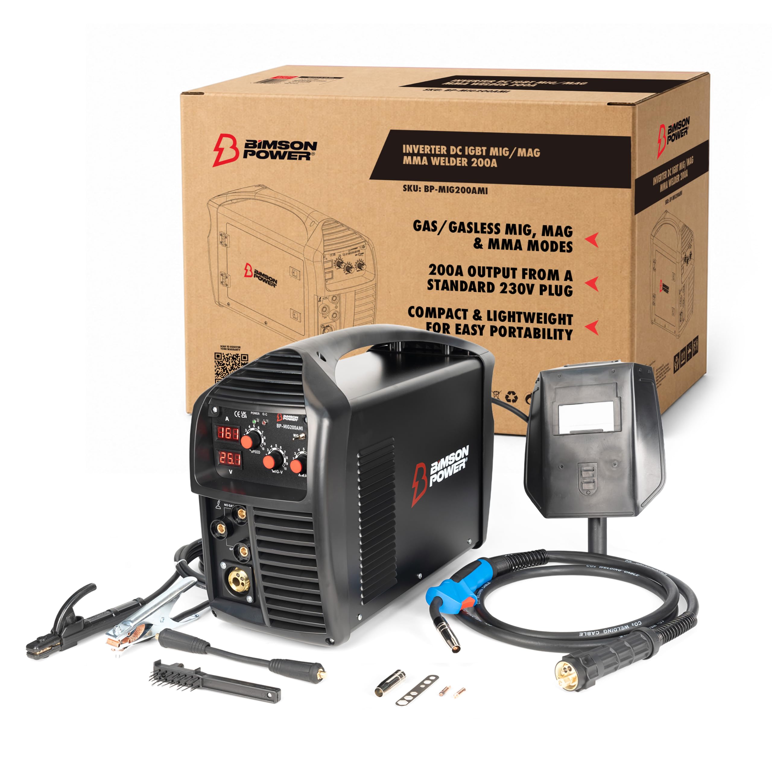 Bimson Power Igbt Dc Mma Mig Mag 240V Inverter Welder - 200A