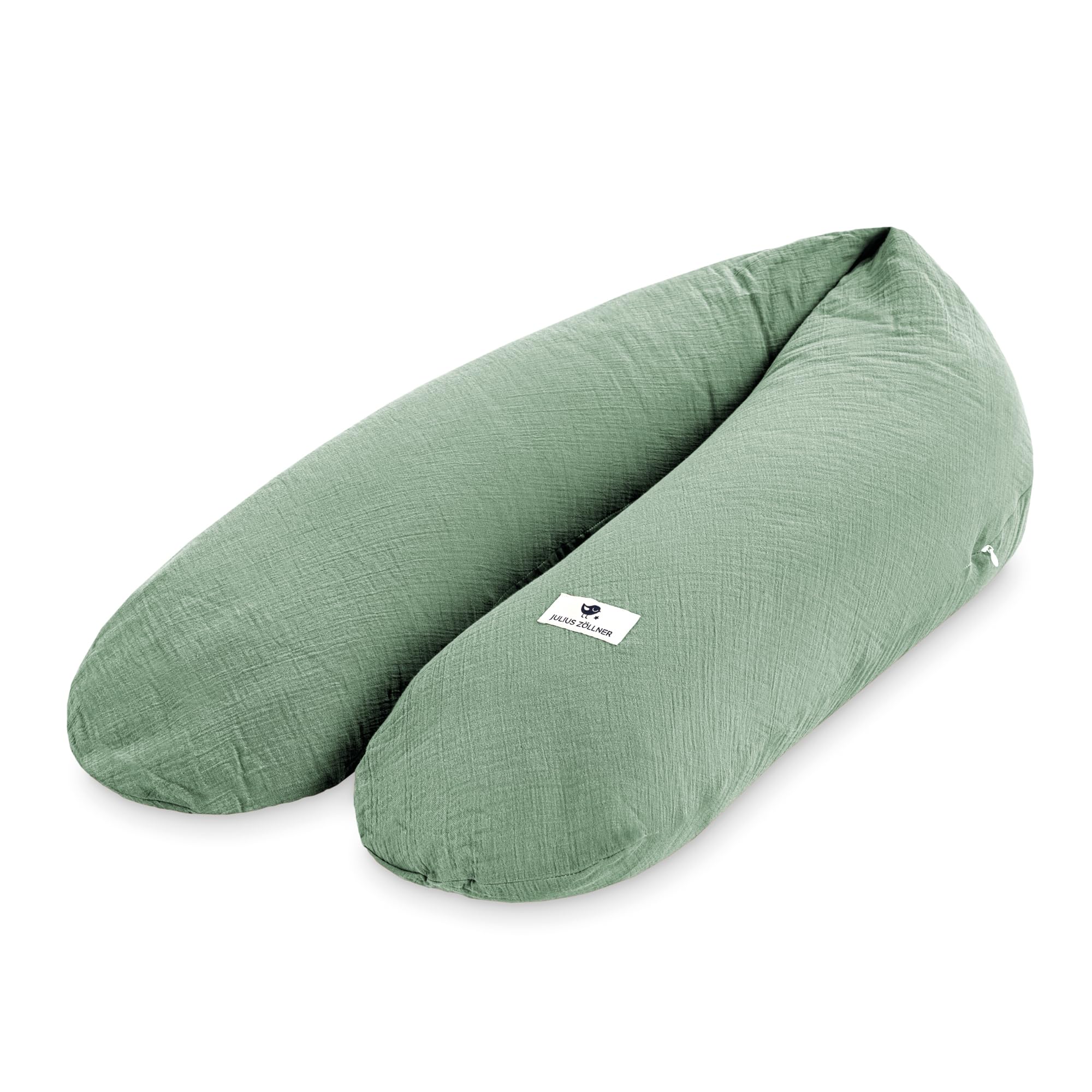 Julius Zöllner Musselin Stillkissen – ca. 190 cm, Füllung 42 L EPS-Mikroperlen, Bezug 100% Baumwollmusselin, OEKO-TEX Standard 100, Grün