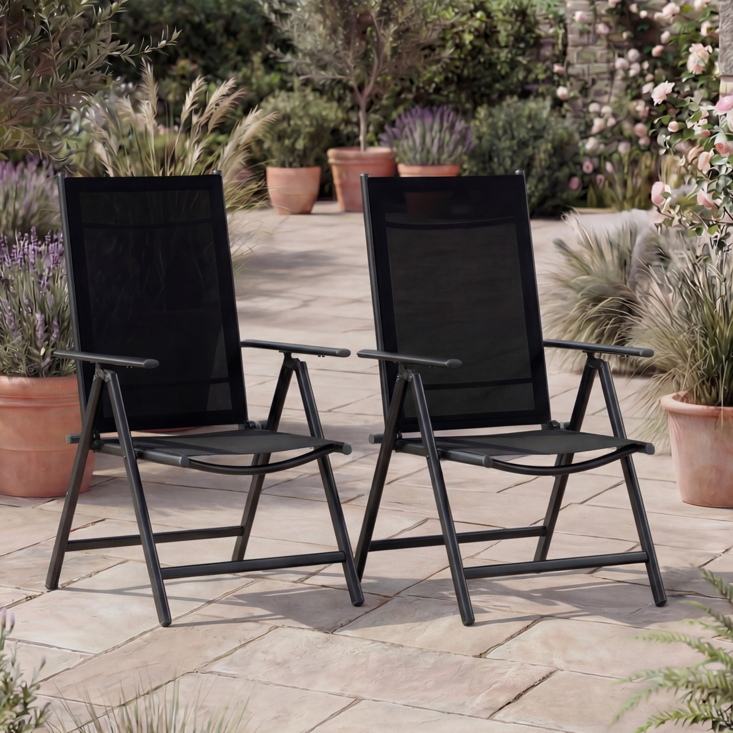 Casaria® Gartenstühle 2er Set Hochlehner Klappbar 8-Fach Verstellbar Camping Stuhl Aluminium Wetterfest Klappstuhl 120kg Belastbarkeit Garten Balkon