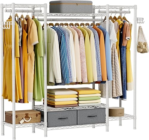 Miniatura 7 de Perchero para ropa Armario: organizador y almacenamiento de ropa con estantes, resistente para colgar ropa, portátil, ajustable, negro, 15.8