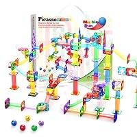 PicassoTiles Marble Run - Set di 120 blocchi magnetici per costruzione di piastrelle magnetiche
