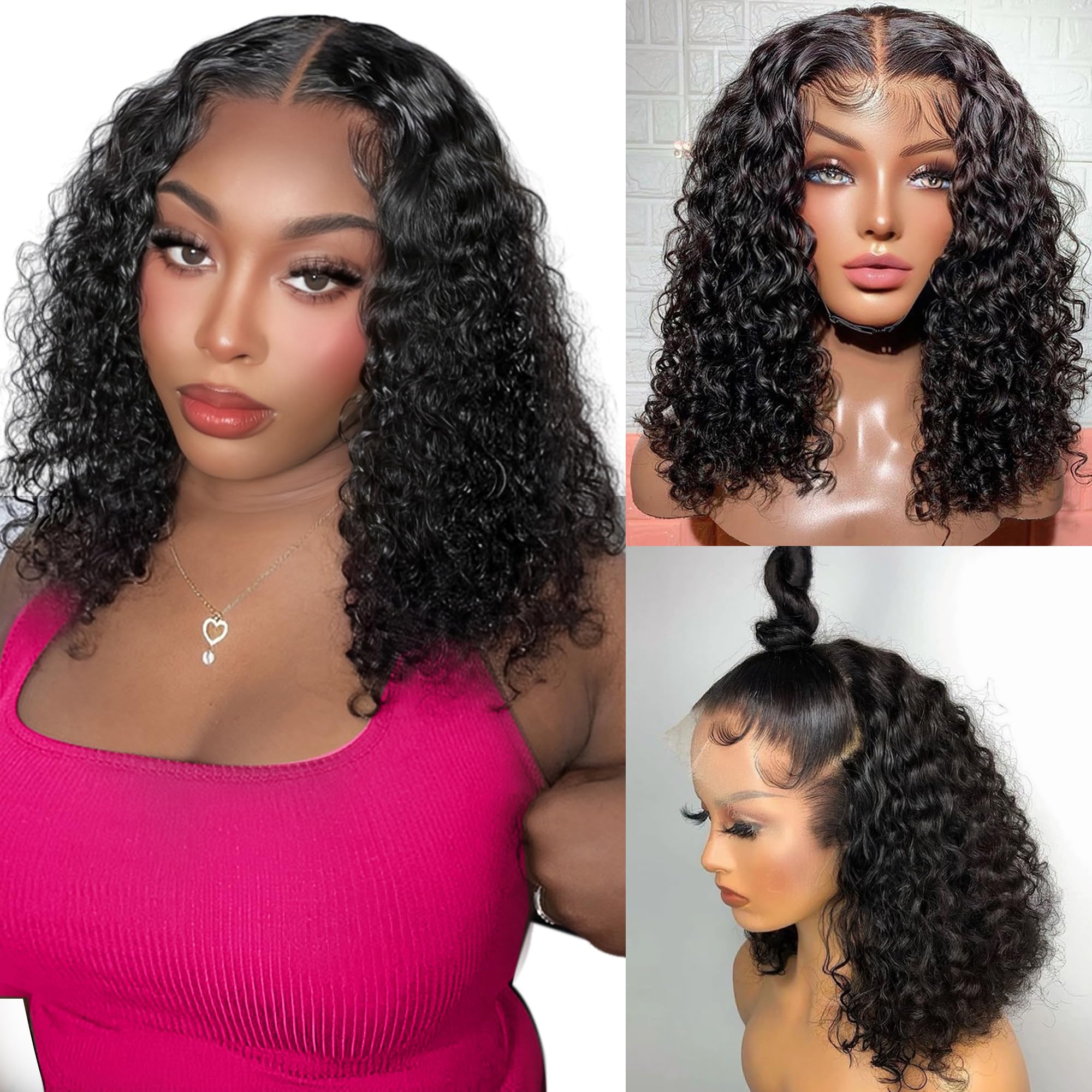 NEW #2 Deep Wave Lace Front Wig 14” Amazon.com : xinshow 14 Inch Deep Wave Lace Front Wigs - Pre  main image 3