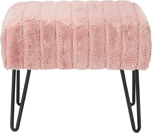 Miniatura 2 de Home Soft Things - Banco otomano de piel sintética rosa de visón, 19 x 13 x 17 pulgadas, color rosa humo, se puede usar como reposapiés, banco de