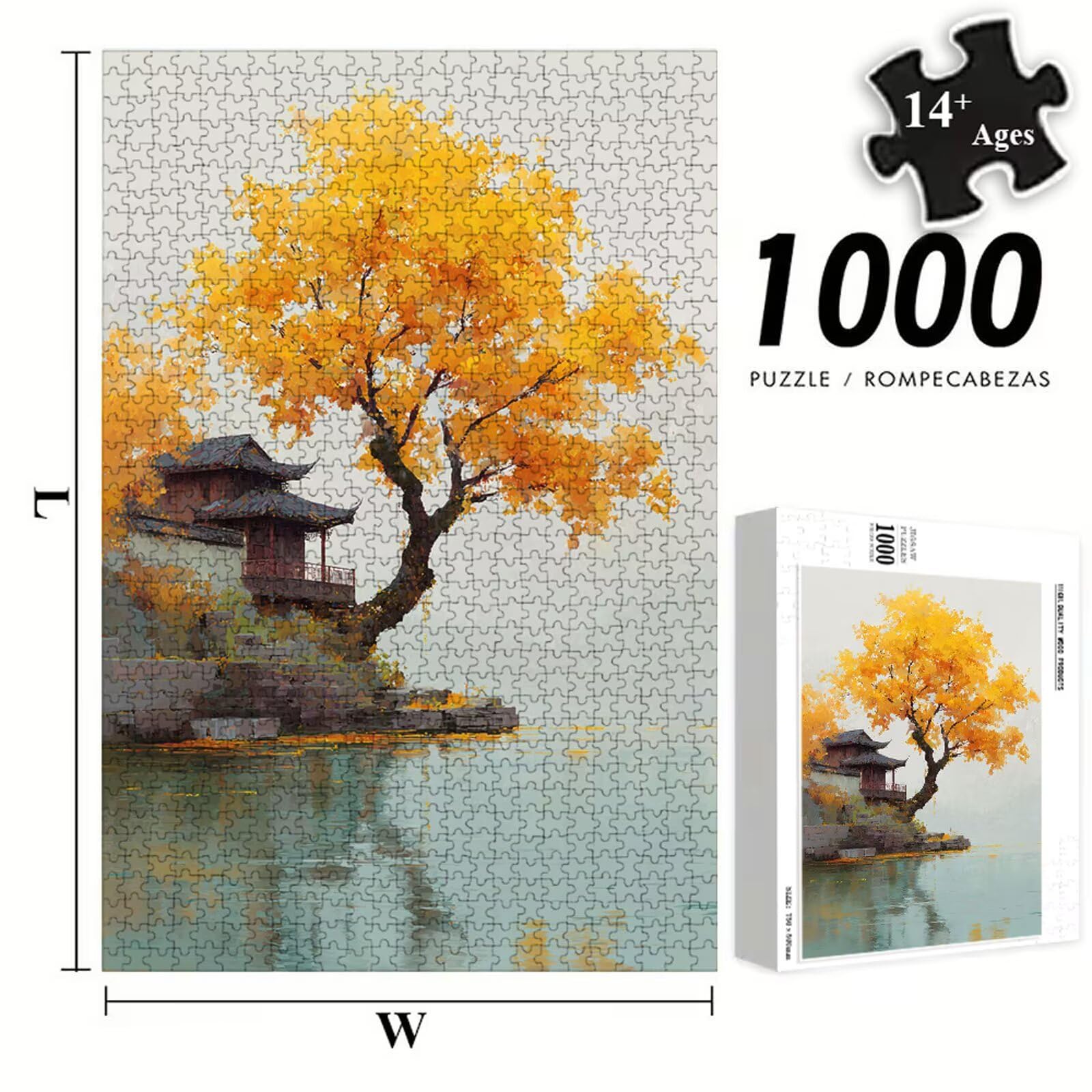 Puzzle 1500 Piezas Adultos Otoño & Árbol, Rompecabezas con Letras Traseras y Póster, Pasatiempo Antiestrés, Decoración de Pared, Regalo Decorar Mujer Hombre 87 x 57 cm (14 Años +) P3#1143
