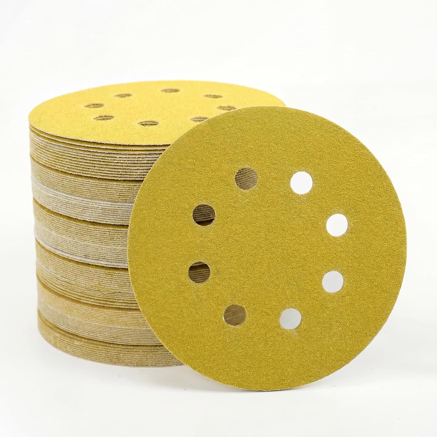 50-Pack,5-Inch 8-Hole Premium Hook and Loop Sanding Discs,80-Grit Random Orbit Sander Pads,Heavy-Duty Three-Layer Anti-Tear Sandpaper for Wood,Metal,Paint,Automotive,Efficient Dust Extraction