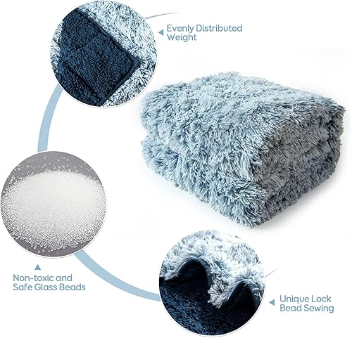 Miniatura 4 de Cottonblue Manta con peso tamaño Queen de 15 libras, reversible de piel sintética sherpa, de lujo, larga, cálida manta pesada de 60 x 80 pulgadas,
