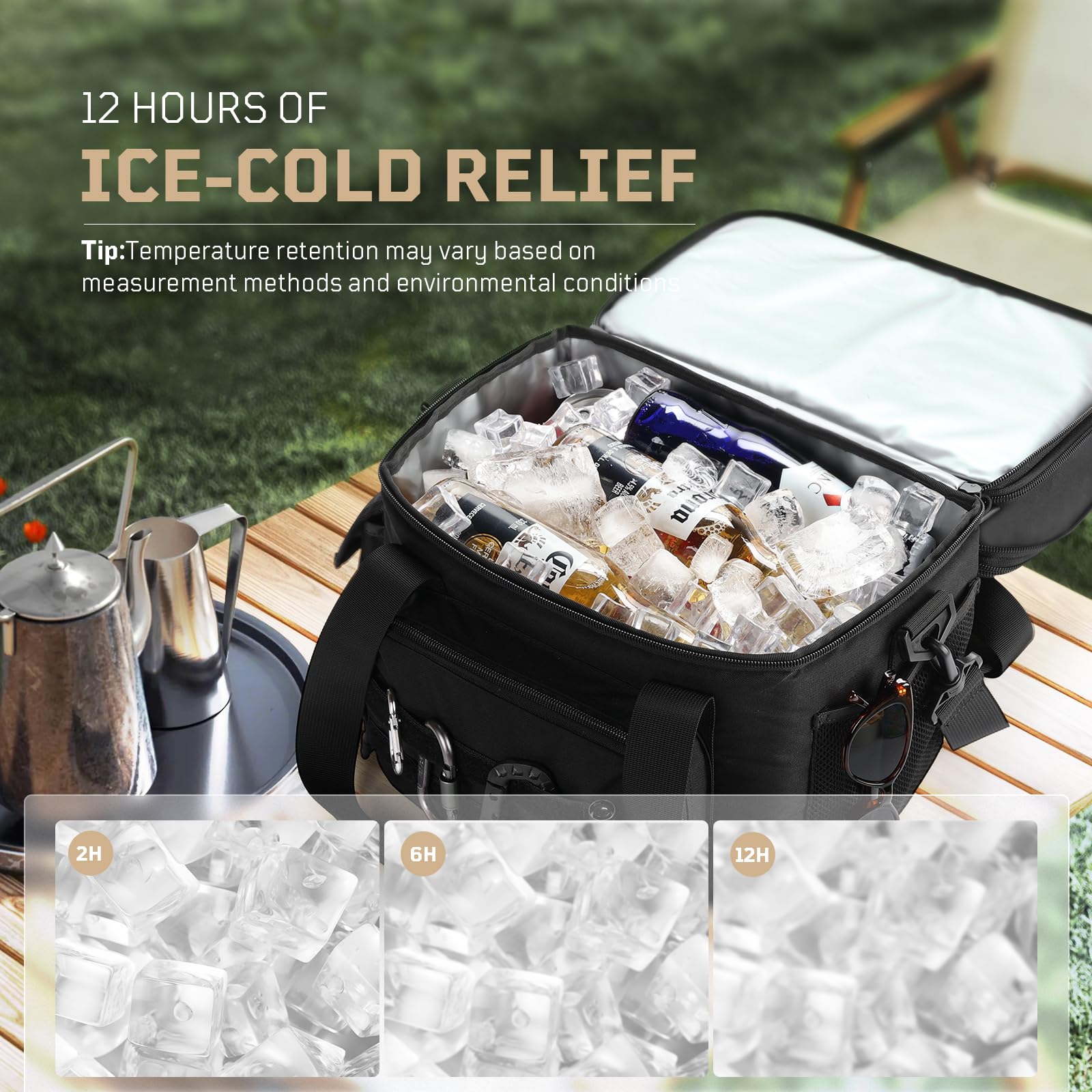 1TG Tactical Insulated Lunch Bag, Expandable Lunch Box for Men, Leakproof Large Cool Bag with Shoulder Stap, Reusable Lunch Tote Bag for Work Travel Camping Picnic Beach, 18L-24L