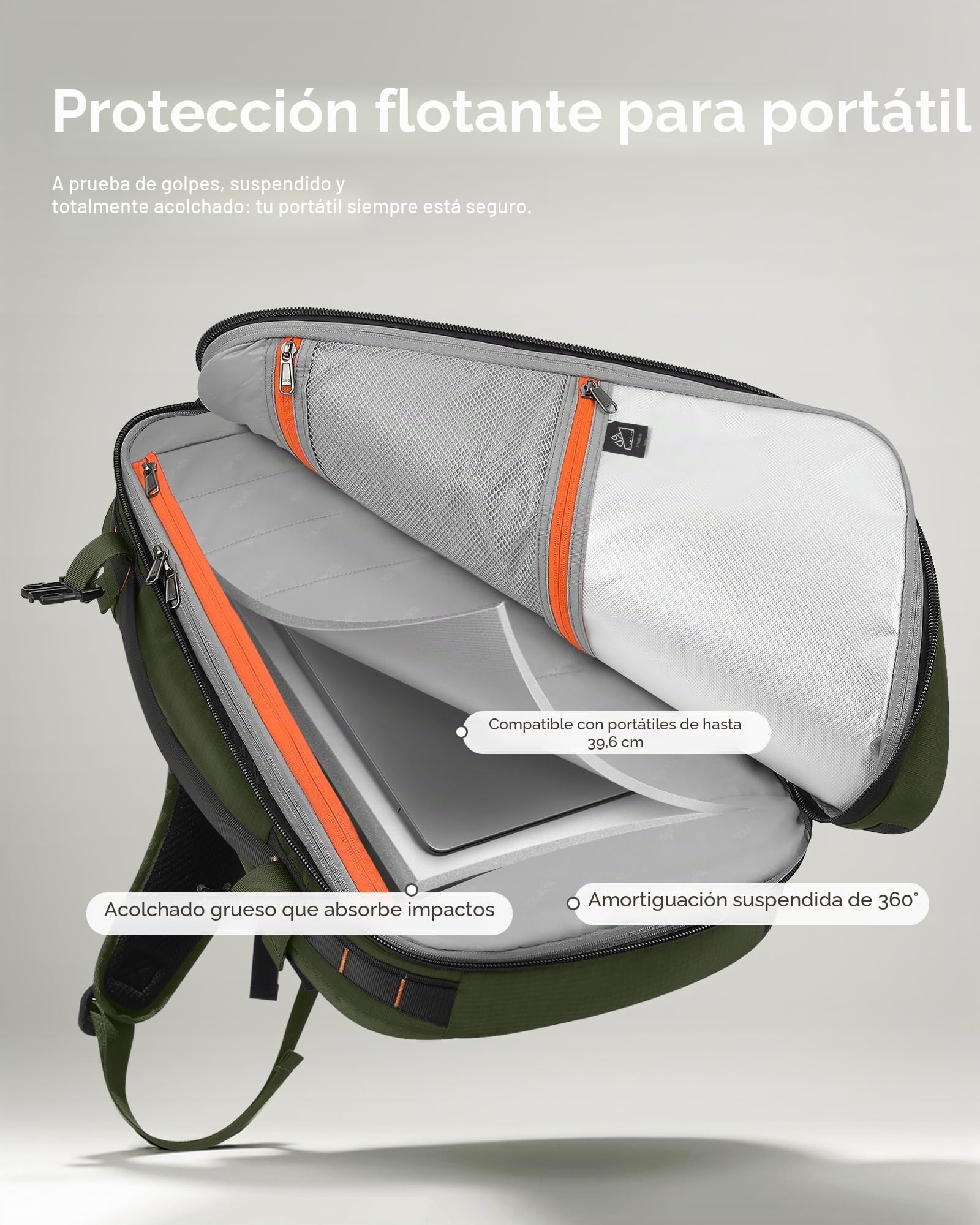Tolaccea 35L-45L Mochila de Viaje, TSA Friendly Mochila de Equipaje de Mano, Aprobado para el Vuelo de Embarque de Equipaje para 15,6" del Laptop Resistente al agua